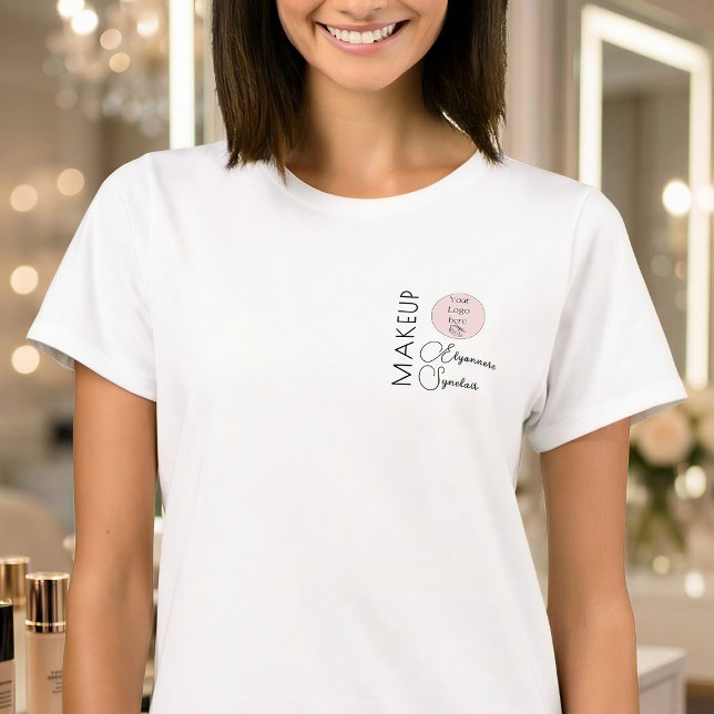 BlackScriptEmployeeName Business Logo Makeup T Shirt (Skapare uppladdad)