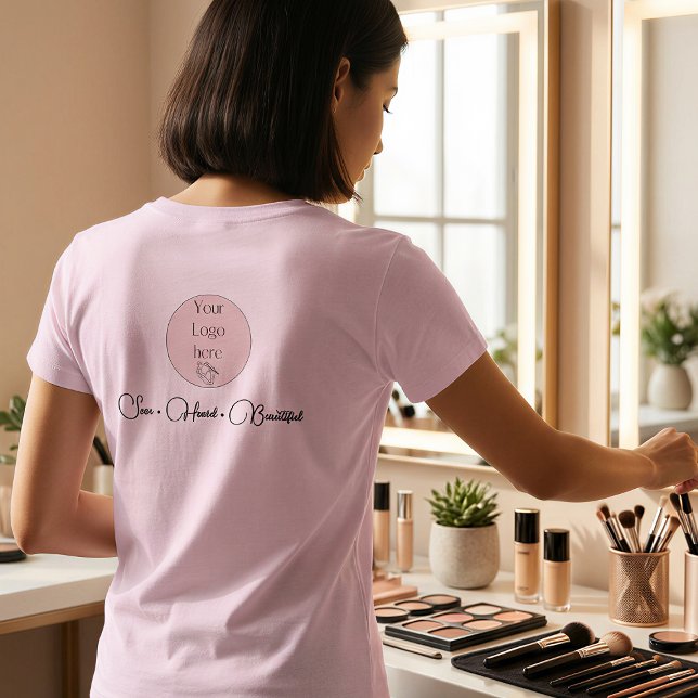 BlackScriptEmployeeName Business Logo Makeup T Shirt (Skapare uppladdad)