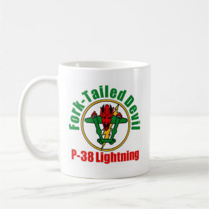 Bläckskuddad Djävulen P-38 Blixt Kaffemugg