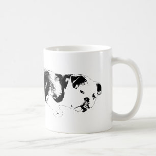 Bläckskuren bulldoggsymbol med frontal kraft kaffemugg