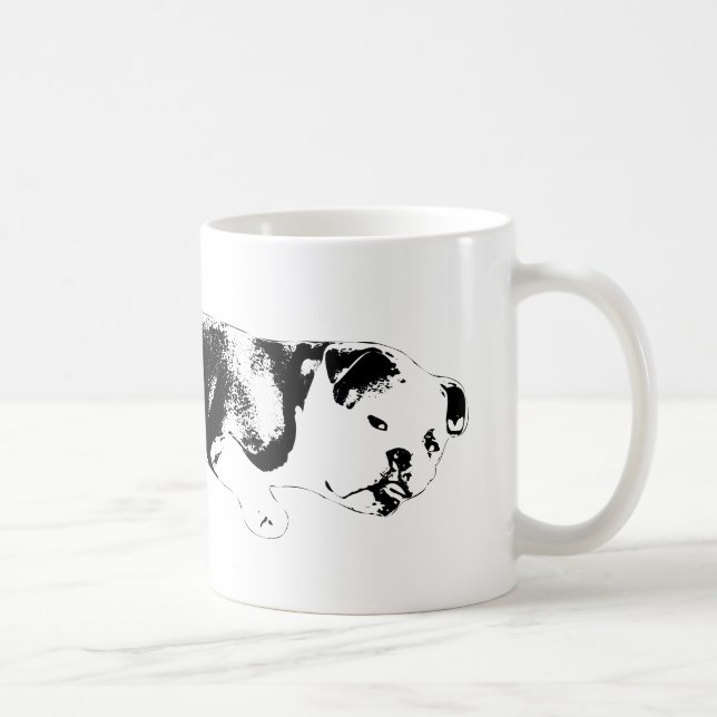 Bläckskuren bulldoggsymbol med frontal kraft kaffemugg (Höger)