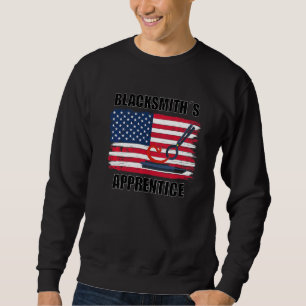 Blacksmith Apprentice Patriotic Us Flagga Lång Ärmad Tröja