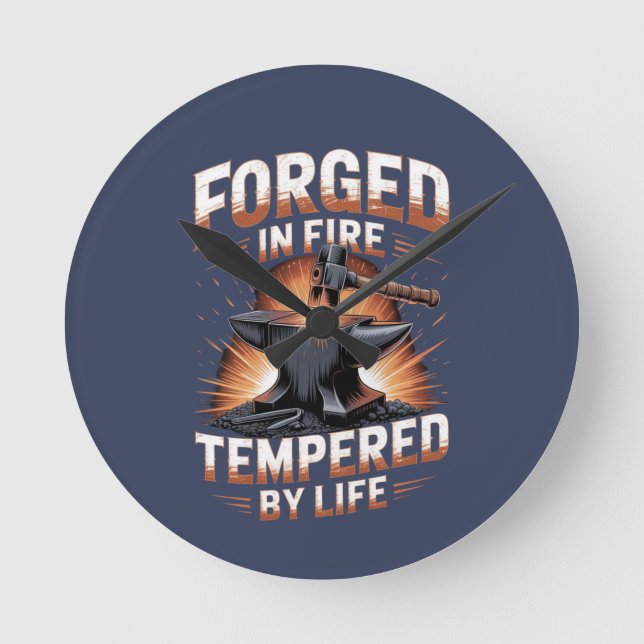 Blacksmith Badge Design Clock Rund Klocka (Framsida)