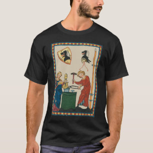Blacksmith Forging Helmet Medieval Art T Shirt