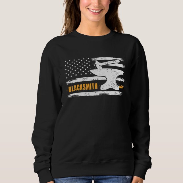 Blacksmith Hammer Anvil Flagga Knivar Maker Steel  T Shirt (Framsida)