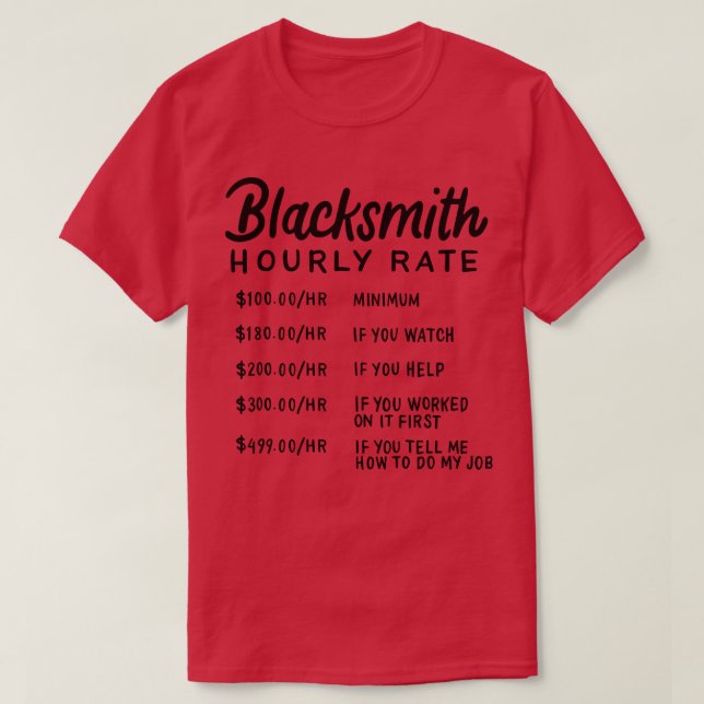 Blacksmith Hourly Rate T Shirt (Design framsida)