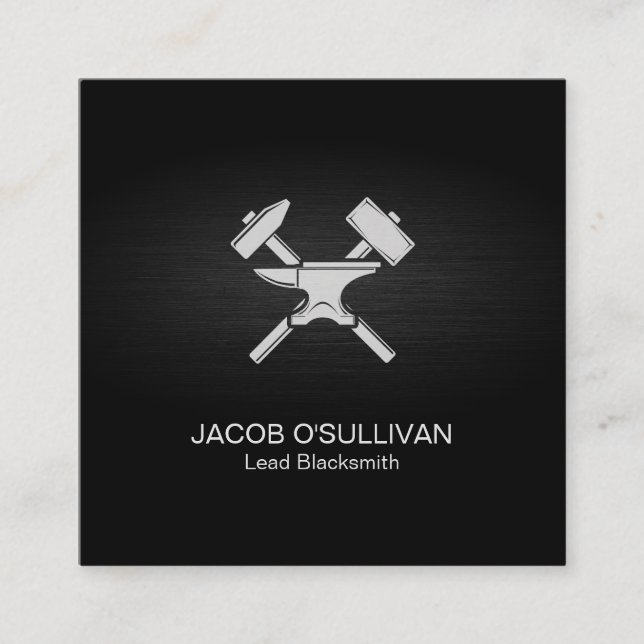 Blacksmith Järn Works Metall Fyrkantigt Visitkort (Framsida)