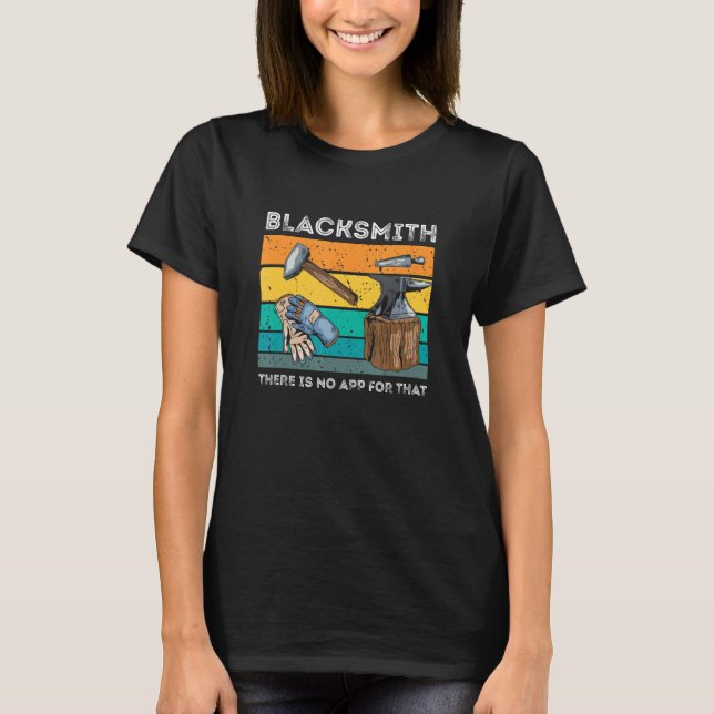 Blacksmith No App för Retro Forge Verktyg Metall T Shirt (Framsida)