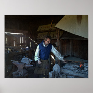 Blacksmith vid Fort Osage Fort, Missouri Poster