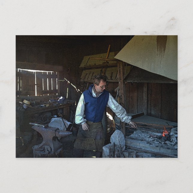 Blacksmith vid Fort Osage Fort, Missouri Vykort (Framsida)