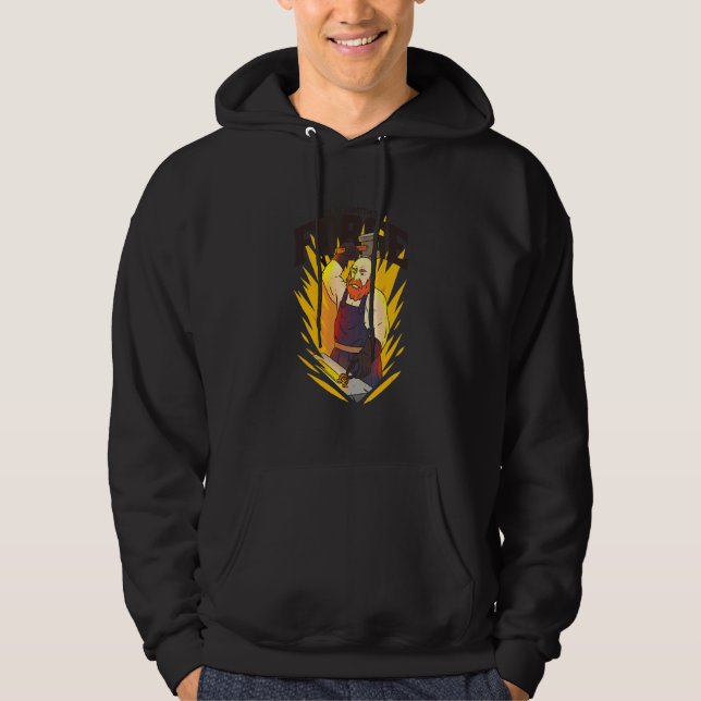 Blacksmith Working Flaming Hoodie (Framsida)