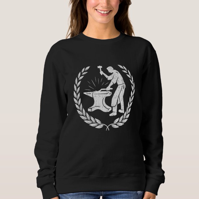Blacksmithing Hammer och Anvil Blacksmith Worker T Shirt (Framsida)