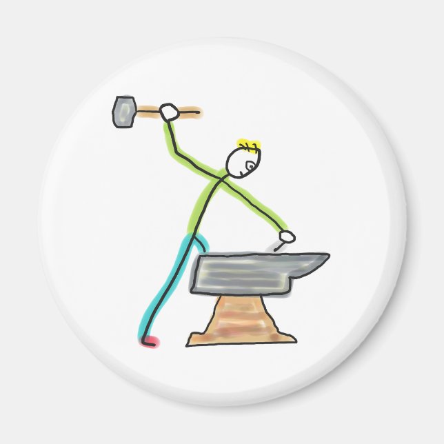 Blacksmithing Stickman Magnet (Framsidan)