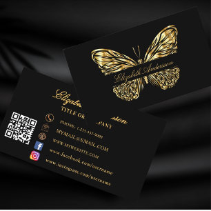 Bläcksvart guld QR-kod social-media Visitkort