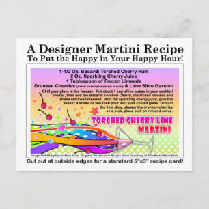 Bläckt Cherry Lime Martini Recipe-vykort Vykort