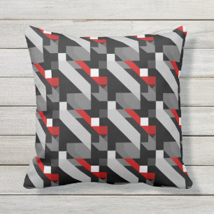 BlackToned och geometriskt mönster för röd fär Kudde