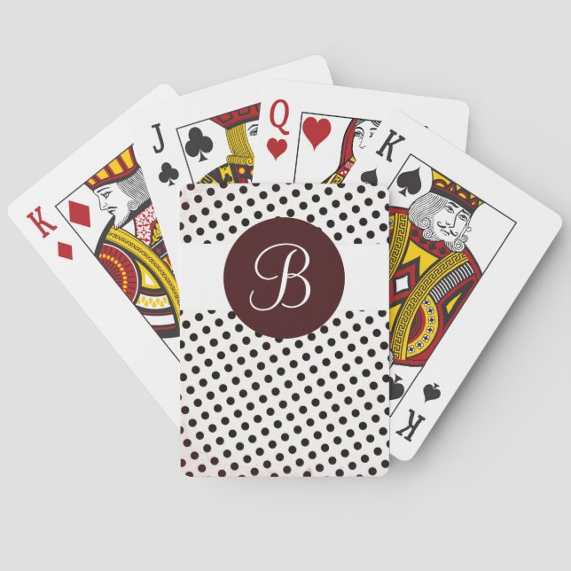 Bläckvita prickar, anpassningsbar monogram spelkor casinokort (Baksidan)