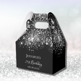 Bläckvitt glitter monogram - tack presentaskar