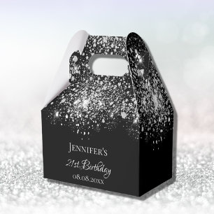 Bläckvitt glitter monogram - tack presentaskar