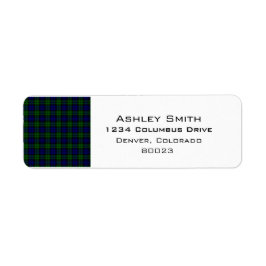 Blackwatch tartan Campbell klan Returadress Etikett