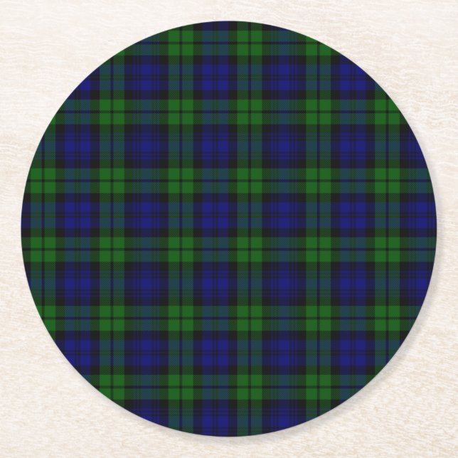 Blackwatch Tartan Underlägg Papper Rund (Framsidan)
