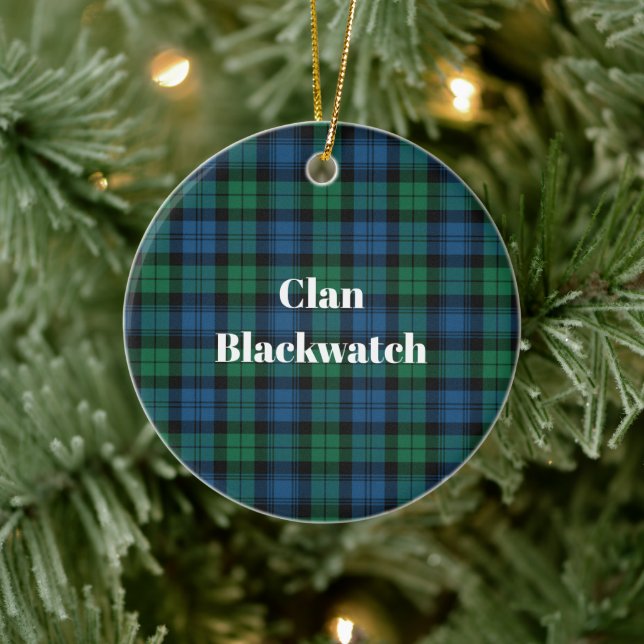Blackwatchklanens uråldriga tartan julgransprydnad keramik (Träd)