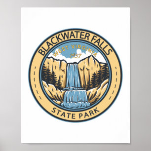 Blackwater Falls State Park Väster Virginia Badge Poster
