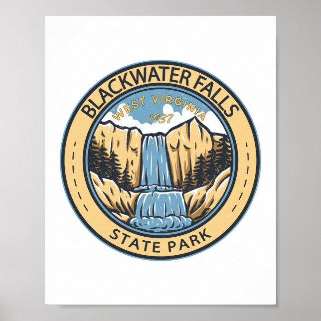 Blackwater Falls State Park Väster Virginia Badge Poster (Framsidan)