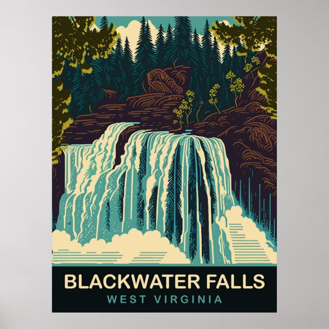 Blackwater Falls, Väster Virginia, Travel Poster (Framsidan)