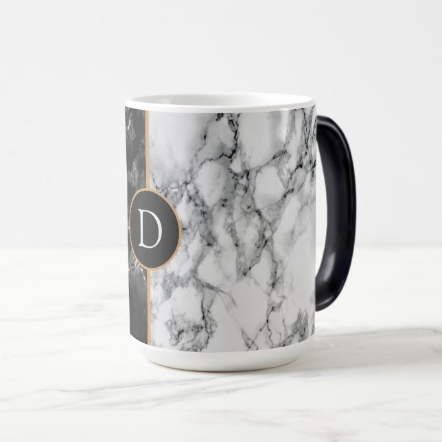 BlackWhite Marble Mugg Gift med Anpassningsbar Bre (Framsida höger)