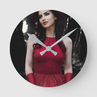 BlackWhiteRed wall clock Rund Klocka