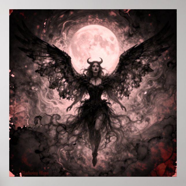 Blackwing Moon - AI Fantasy Digital konsttryck Poster (Framsidan)