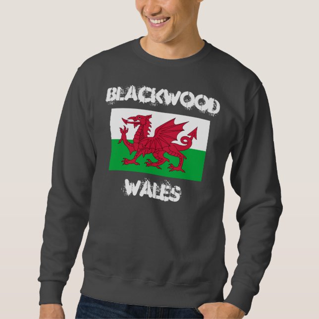 Blackwood, Wales med walesiska flaggan Långärmad Tröja (Framsida)