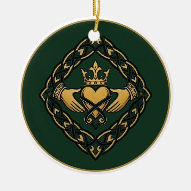 Blackwork Claddagh Julgransprydnad Keramik (Framsidan)