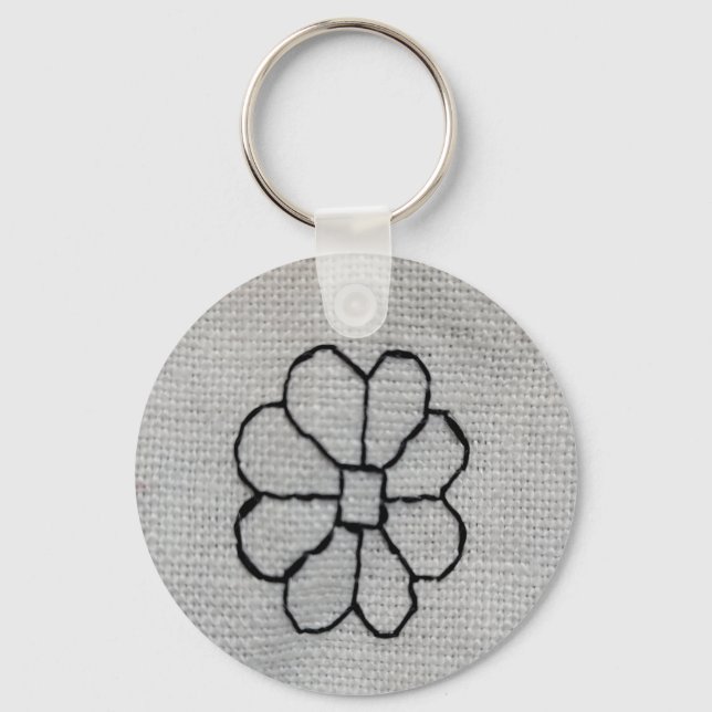 Blackwork embroidery keychain nyckelring (Framsida)