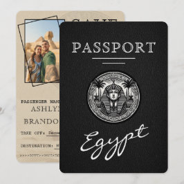 Blacl Egypt Passport Wedding Save the Date Spara Datumet