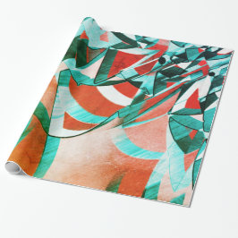 Blåcyan rand vid korallbakgrund presentpapper