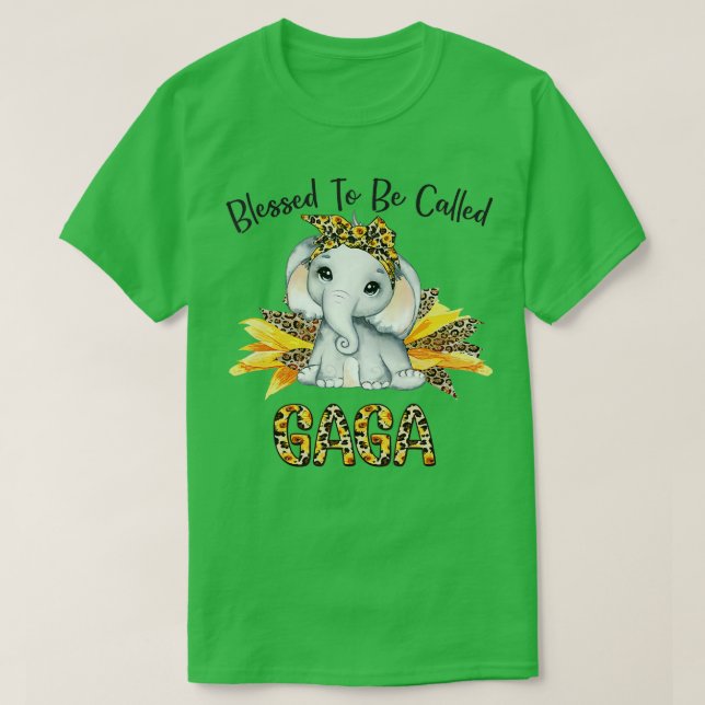 Blad att kallas Gaga Solros Elephant Mothe T Shirt (Design framsida)