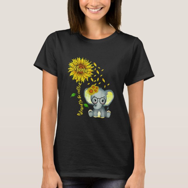 Blad att kallas Mamma Solros Elephant T Shirt (Framsida)