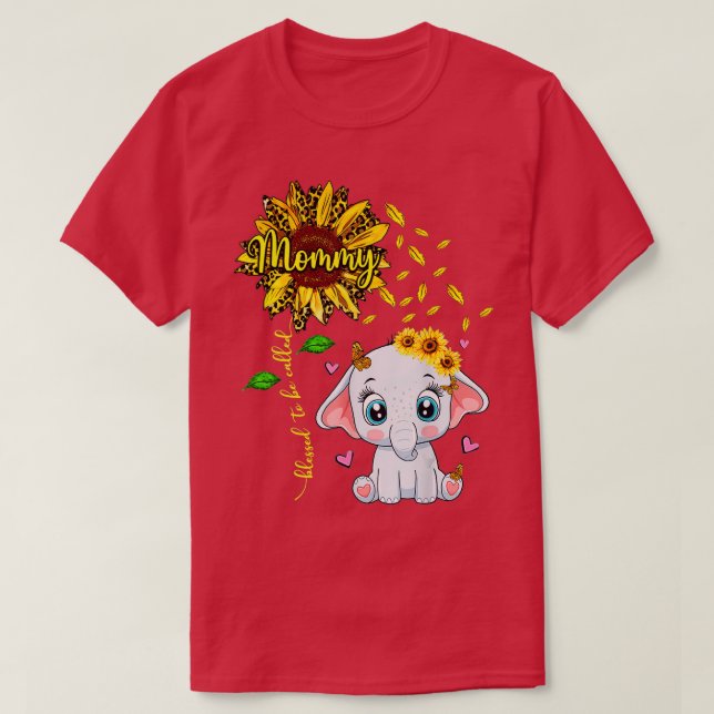 Blad att kallas Mamma Solros Elephant T Shirt (Design framsida)