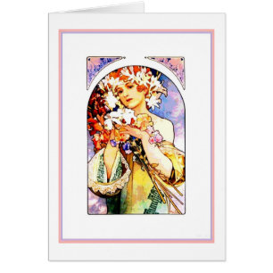 Blad av Alphonse Mucha Hälsningskort