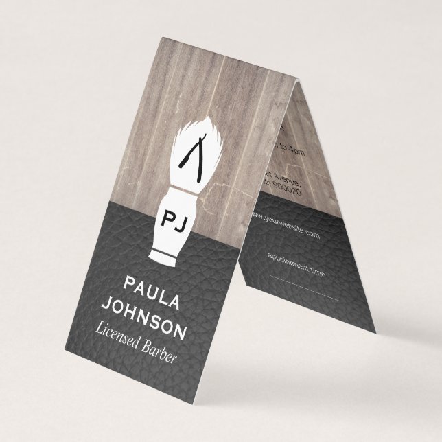 Blad av trälädergummi visitkort (Framsida)