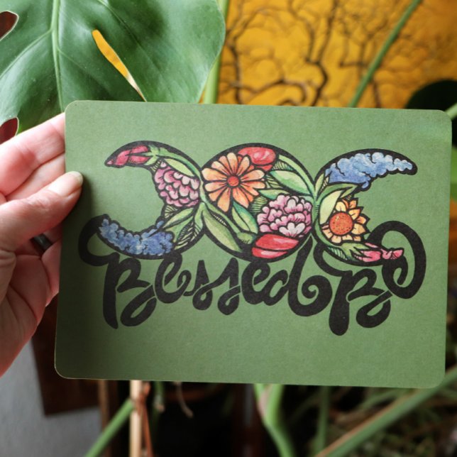 "Blad Be" tredubbla bloom Måne Julkort (Skapare uppladdad)