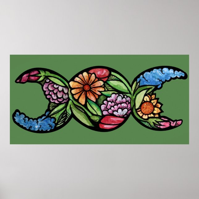 "Blad Be" tredubbla bloom Måne Poster (Framsidan)