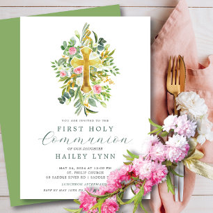 Blad Beginnings First Communion Inbjudningar