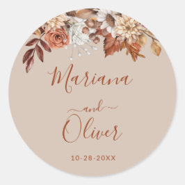 Blad Blommigt Bouquet-kuvertförseglingar Runt Klistermärke