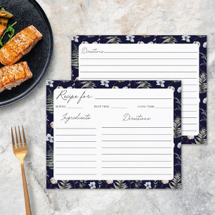 Blad Blommor Floral Botanisk Mönster Receptkort