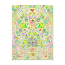 Blad, Blommor, Hjärtan, Lyckliga Klöver Postkort