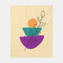 Blad boho illustration fleecefilt