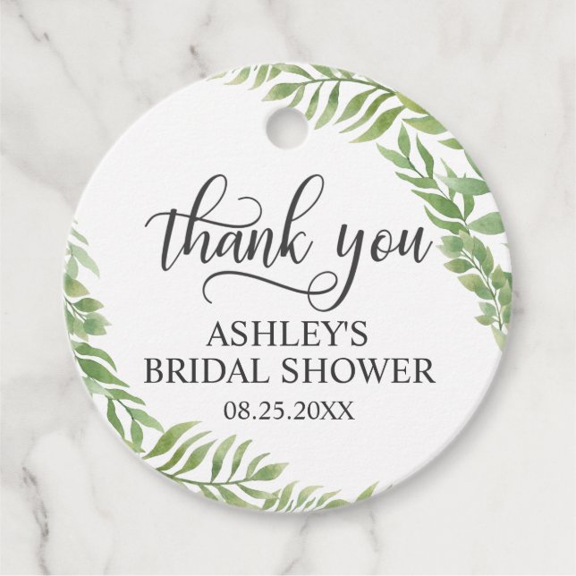 Blad Botanisk Krans Bröllopsfest Tack Gåvor Etiketter (Framsida)